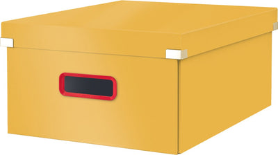Leitz click store grande boîte de rangement en carton A3 - 85 % carton recyclé - boîte de tri pliable avec couvercle - 36,9 x 20 x 48,2 cm (LxHxP) - jaune chaud