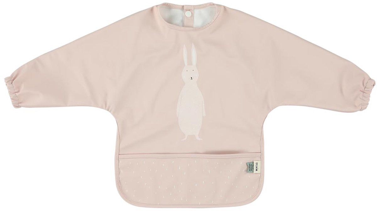 Bavoir lavable avec manches Trixie - mrs. lapin - bavoir pour enfants - 100% polyester recyclé - facile d'entretien - rose