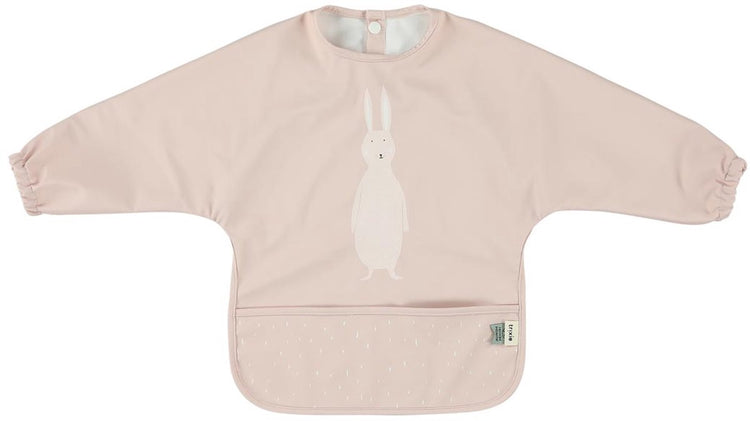 Bavoir lavable avec manches Trixie - mrs. lapin - bavoir pour enfants - 100% polyester recyclé - facile d'entretien - rose