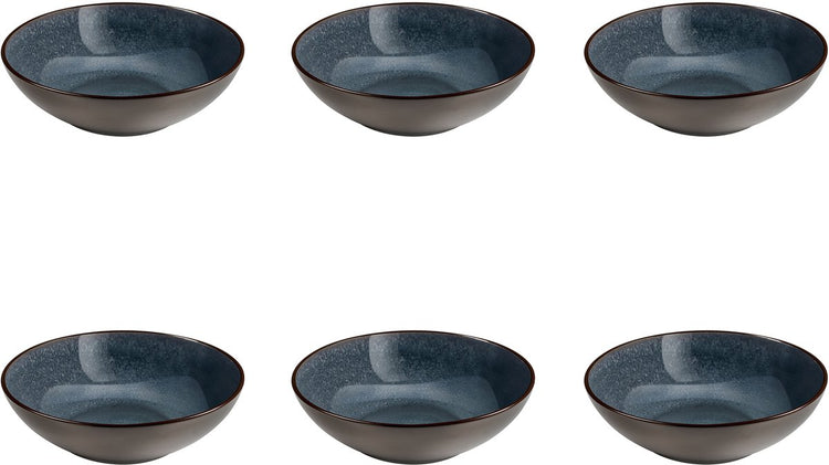 Médard de noblat - feeling indigo - assiette à salade et pâtes 18 cm - 6 pièces - grès
