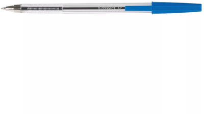 Stylo à bille Q-connect, avec capuchon, 0,7 mm, pointe moyenne, bleu, boîte de 20