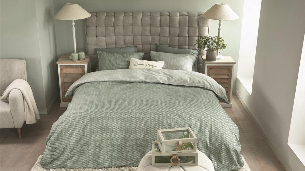 Riviera maison rivièra maison - housse de couette bambou - lits jumeaux - 240x200 220 cm - gris vert