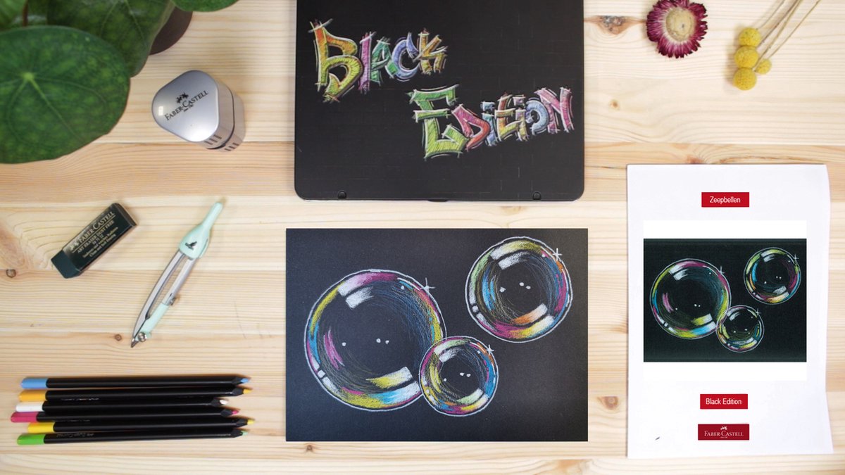 Faber-Castell crayons de couleur atelier paquet bulle - édition noire - accessoires inclus - doc-ws-pak-sp2