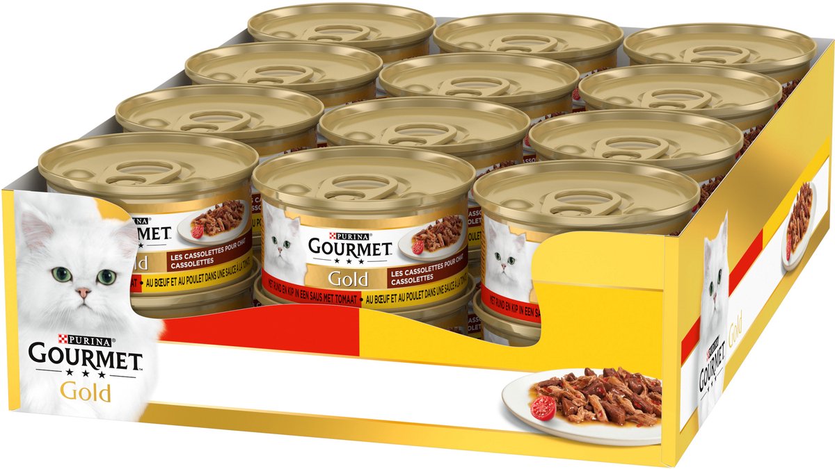 Cassolettes Gourmet Gold Duet Van Vlees en saus avec des tomates
