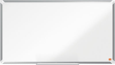 Tableau blanc magnétique grand écran Nobo premium plus en acier - avec plumier - avec marqueur pour tableau blanc - 890x500mm