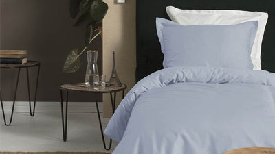 Housse de couette Cendrillon dimanche - 2 personnes - satin - 200x200 220 cm - bleu clair + 2 taies d'oreiller 60x70