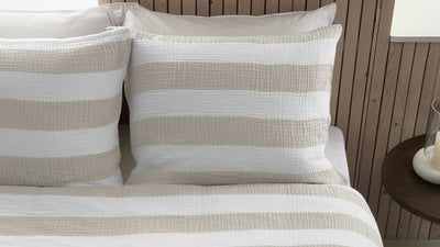 Housse de couette rayée Riviera maison - lits jumeaux - 240x200 220 - sable