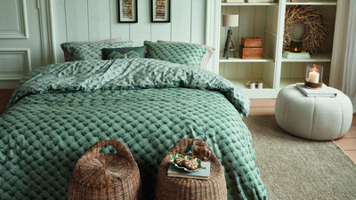 Riviera maison rivièra maison housse de couette en laine tissée - simple - 140 x 200 220 cm - vert