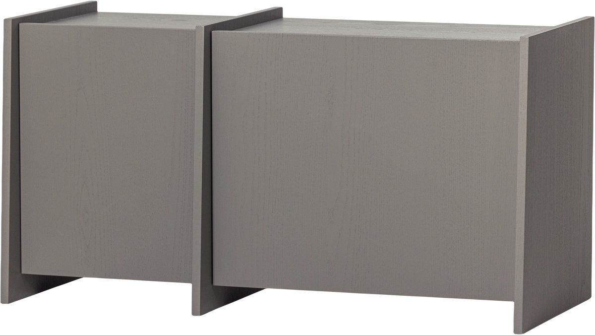 Meuble TV Woood brock 102 cm - placage frêne - gris chaud - 53x102x44