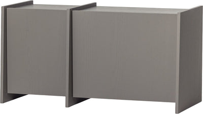 Meuble TV Woood brock 102 cm - placage frêne - gris chaud - 53x102x44