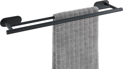 Wenko turbo-loc® porte-serviettes double orea duo acier inoxydable noir mat 60cm de large - porte-serviettes - montage sans perçage - autocollant