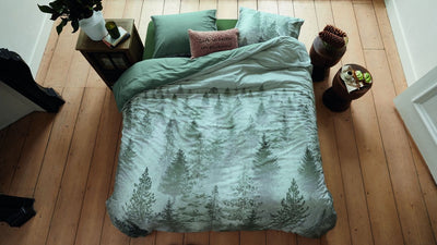 Riviera maison rivièra maison housse de couette forêt brumeuse - lits jumeaux - 240 x 200 220 cm - vert
