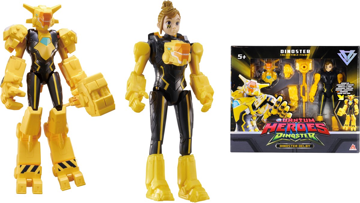 Héros quantiques dino star dino star - 2 figurines en 1 - transformez vos robots - 22cm - delby