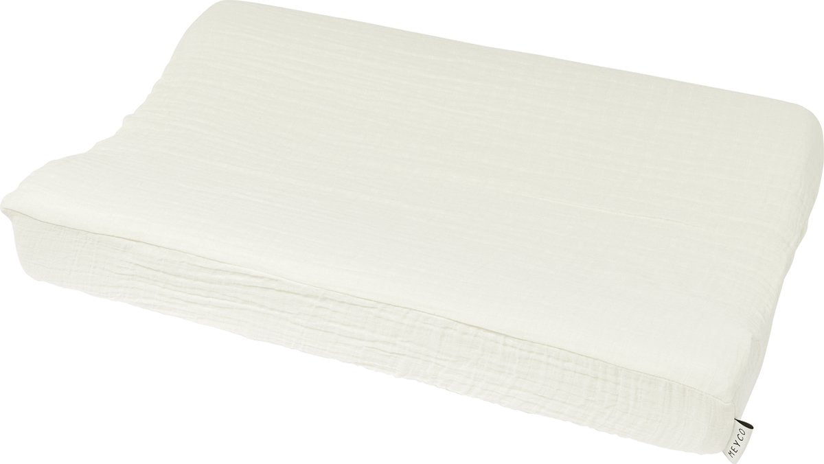 Housse de matelas à langer Meyco baby uni - hydrophile prélavée - blanc cassé - 50x70cm