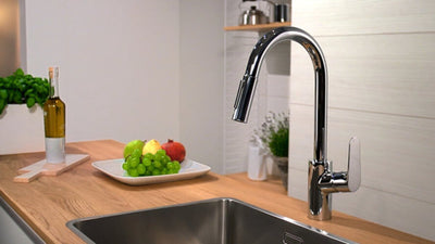 Hansgrohe focus m41 - mitigeur de cuisine - commande à levier unique - 240 mm - douchette extractible - noir mat - 2 types de jet