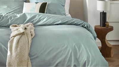 Housse de couette week-end Cendrillon - double - coton - lits jumeaux - 240x200 220 cm - vert minéral + 2 taies d'oreiller 60x70