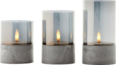 Batterie de bougie d'allumage brillante - lampe de table - LED - ensemble de bougies vacillantes - fumée grise - ip44