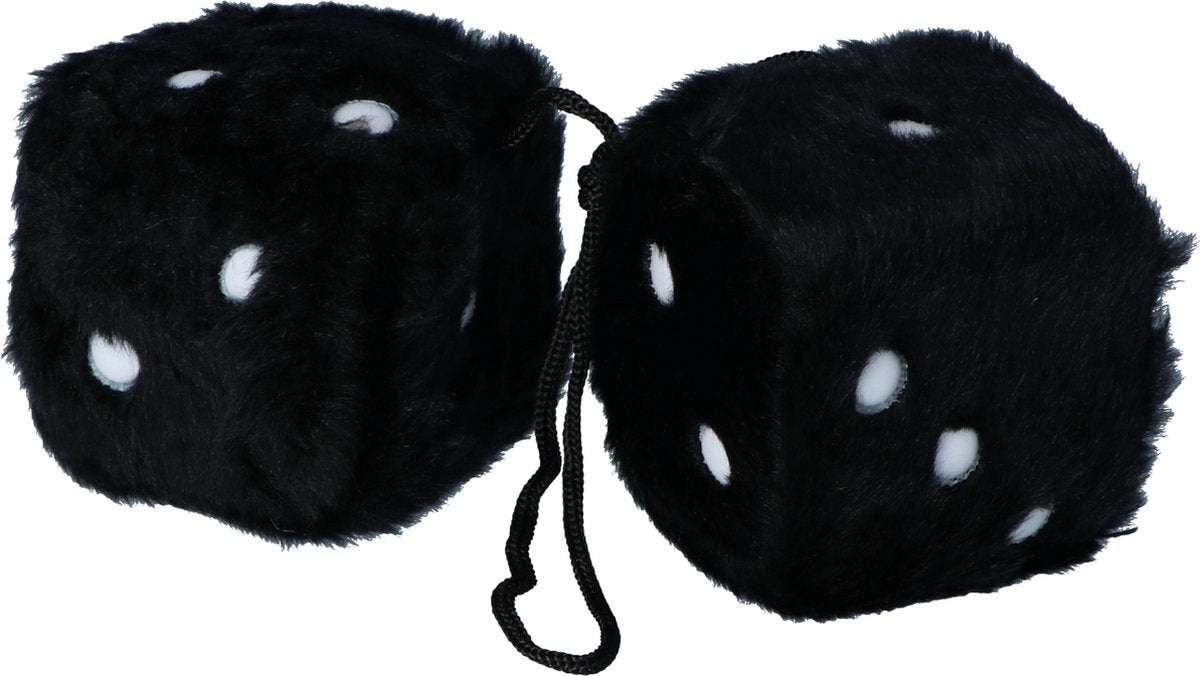 Dés Carpoint noir – décoration voiture – peluche – 6x6x6 cm – pour rétroviseur intérieur – accessoire intérieur