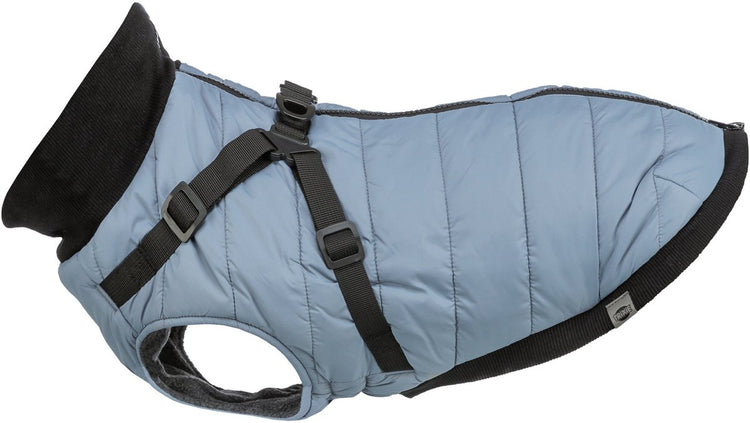 Trixie manteau pour chien pontis - doublure polaire, harnais intégré, 24 cm - bleu-gris