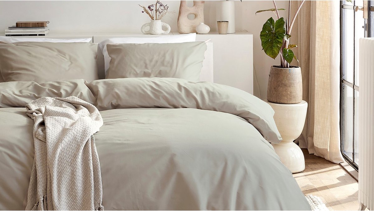 Housse de couette week-end Cendrillon - lits jumeaux - coton - 240x200 220 cm - sable