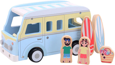Bus de plage rétro en bois Joueco avec accessoires