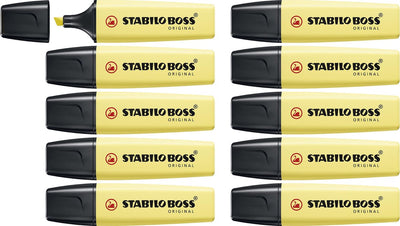 Stabilo boss original pastel - surligneur - surlignage aux pastels - jaune laiteux - boîte de 10 pièces