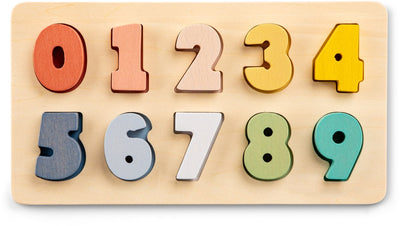 Woet ® Puzzle Chiffres en Bois - Chiffres 0 à 9 - FSC - Puzzle Chiffres Couleur Pastel - Apprentissage éducatif à compter - Jouets pour Tout-Petits - à partir de 2 Ans