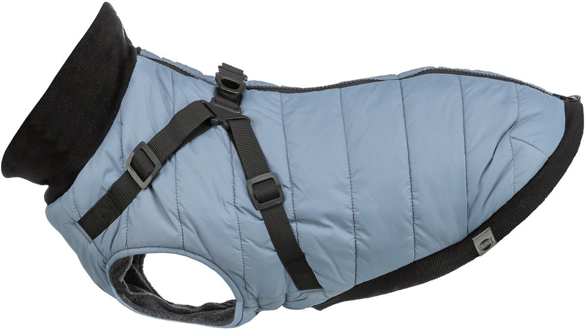 Trixie manteau pour chien pontis - bleu-gris, harnais intégré, doublure polaire - 27 cm