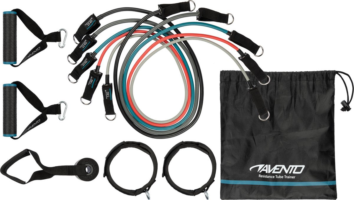 Ensemble de bandes de résistance Avento - tube trainer - 5 niveaux - noir multi