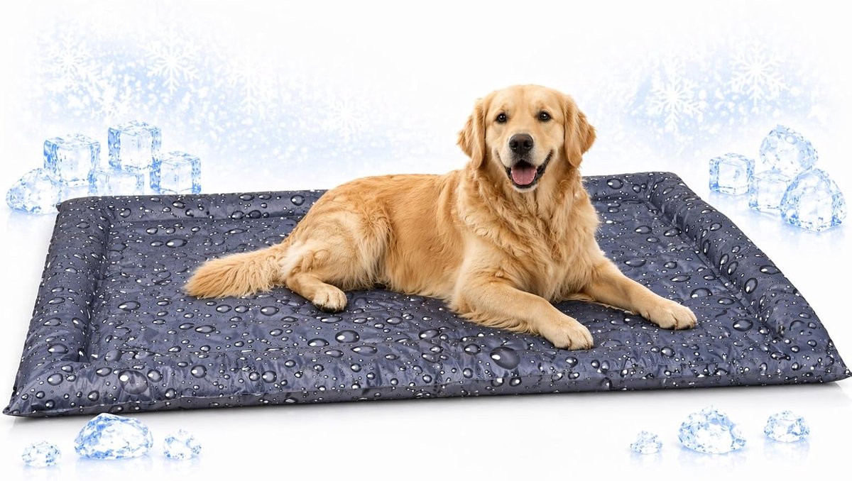 Tapis rafraîchissant Flamingo pour chien - lit pour chien rafraîchissant - xl - 116x76x6 cm - gris réglisse - lit pour chien auto-refroidissant extra large pour les journées chaudes