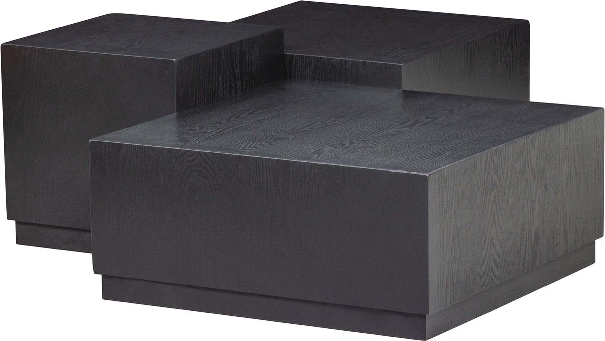 Tables d'appoint Woood Pim - bois - noir - lot de 3