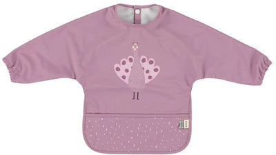 Trixie | bavoir lavable avec manches - mrs. paon - pour bébés et jeunes enfants de 2 à 4 ans - facile à nettoyer - violet