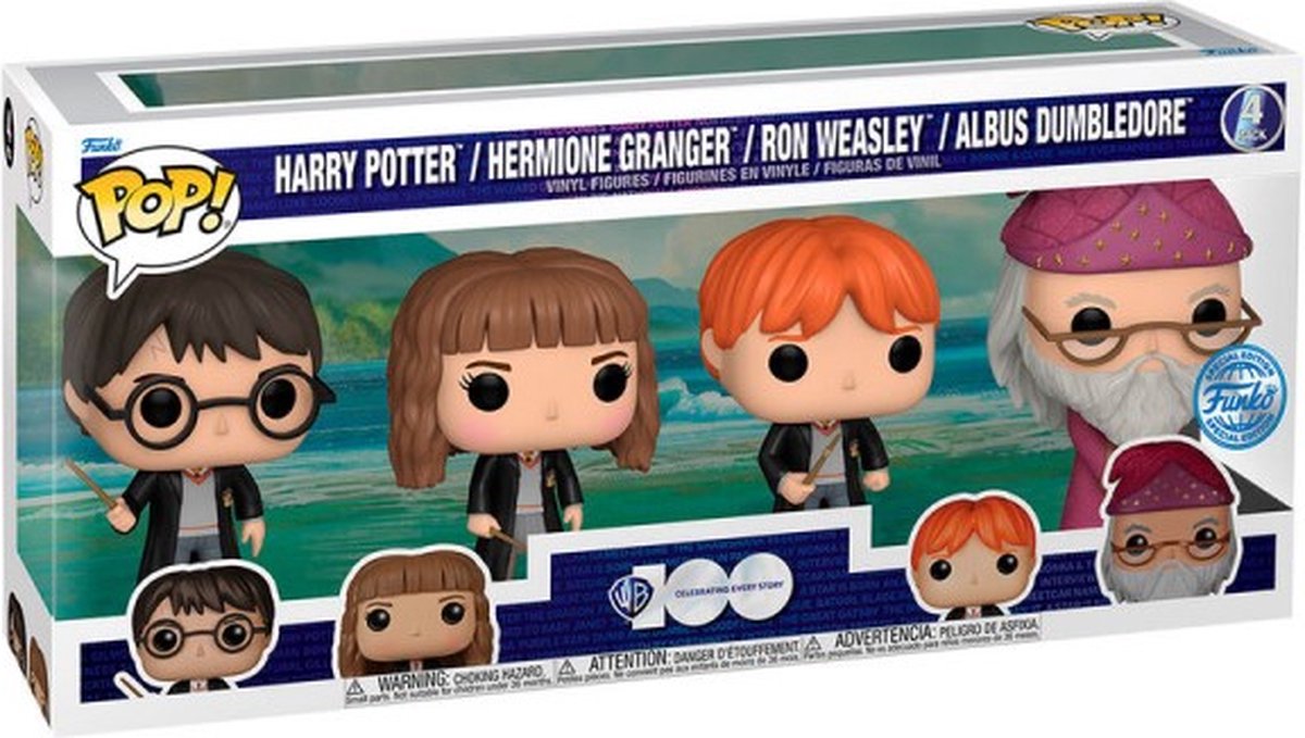 Funko Pop ! Pack de 4 Harry Potter Hermione Ron Albus Dumbledore - Édition spéciale Warner Bros