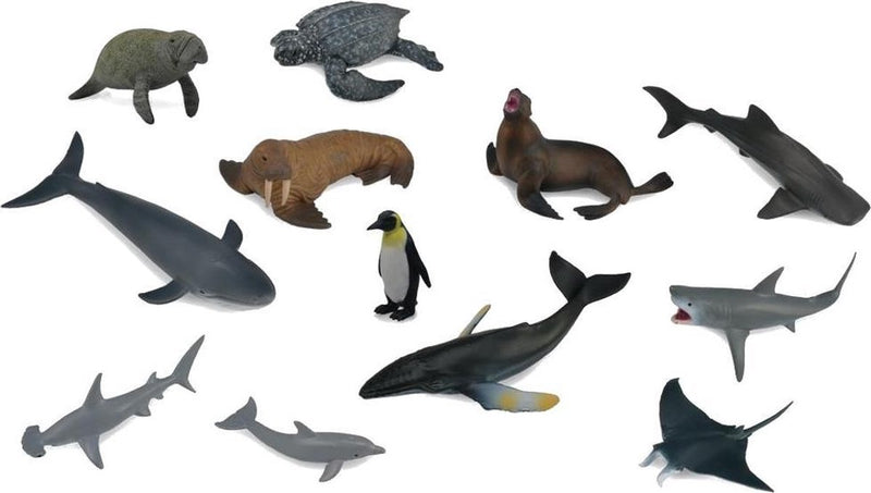 Mini set de figurines Collecta - 12 animaux marins - animaux marins - peints à la main - miniature