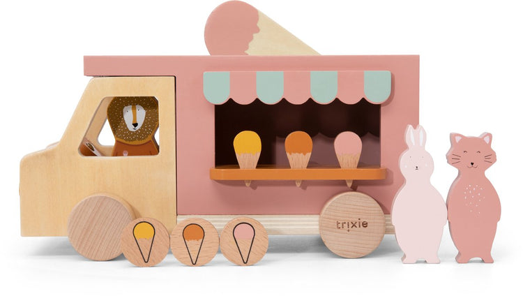 Trixie chariot à glace en bois - à partir de 3 ans - avec serrure à monnaie M. Lion - bois FSC - joli comme cadeau d'anniversaire