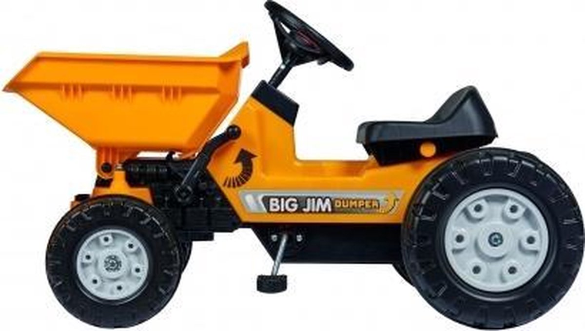 Tracteur à pédales Big - Jim dumper - camion benne - à partir de 3 ans - jaune - volant à trois branches - klaxon mécanique