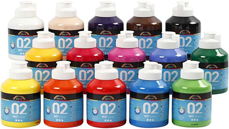 Peinture acrylique Creativ company mate, différentes couleurs, 15x500 ml 1 boîte