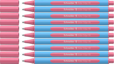 Schneider instruments d'écriture stylo à bille schneider - slider edge pastel - plume xb - écriture couleur pastel flamingo - 10 pièces - s-152222-10