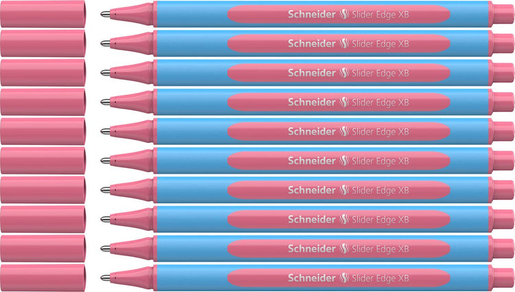 Schneider instruments d'écriture stylo à bille schneider - slider edge pastel - plume xb - écriture couleur pastel flamingo - 10 pièces - s-152222-10