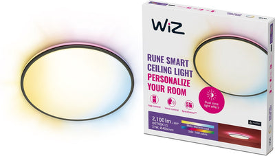 Plafonnier Wiz rune noir - éclairage LED intelligent - lumière colorée et blanche - LED intégrée - 21w - wi-fi
