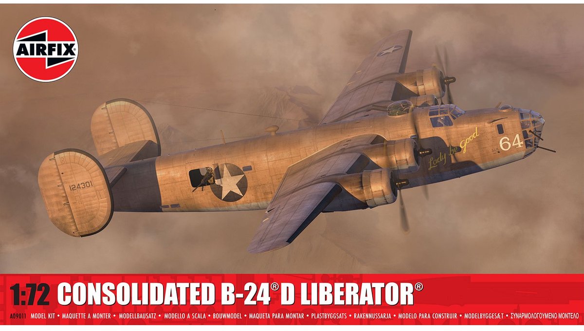 Maquette avion Airfix - 09011 consolidé b-24d liberator - bombardier lourd américain - avion à hélice en plastique - 1:72 - modélisme