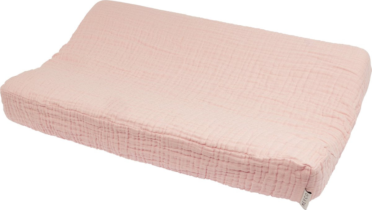 Housse de matelas à langer Meyco baby uni - hydrophile prélavée - rose tendre - 50x70cm