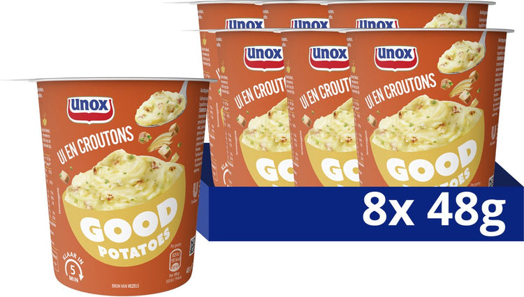 Unox bonnes pommes de terre - oignon et croûtons - 8 x 48 g - pack économique