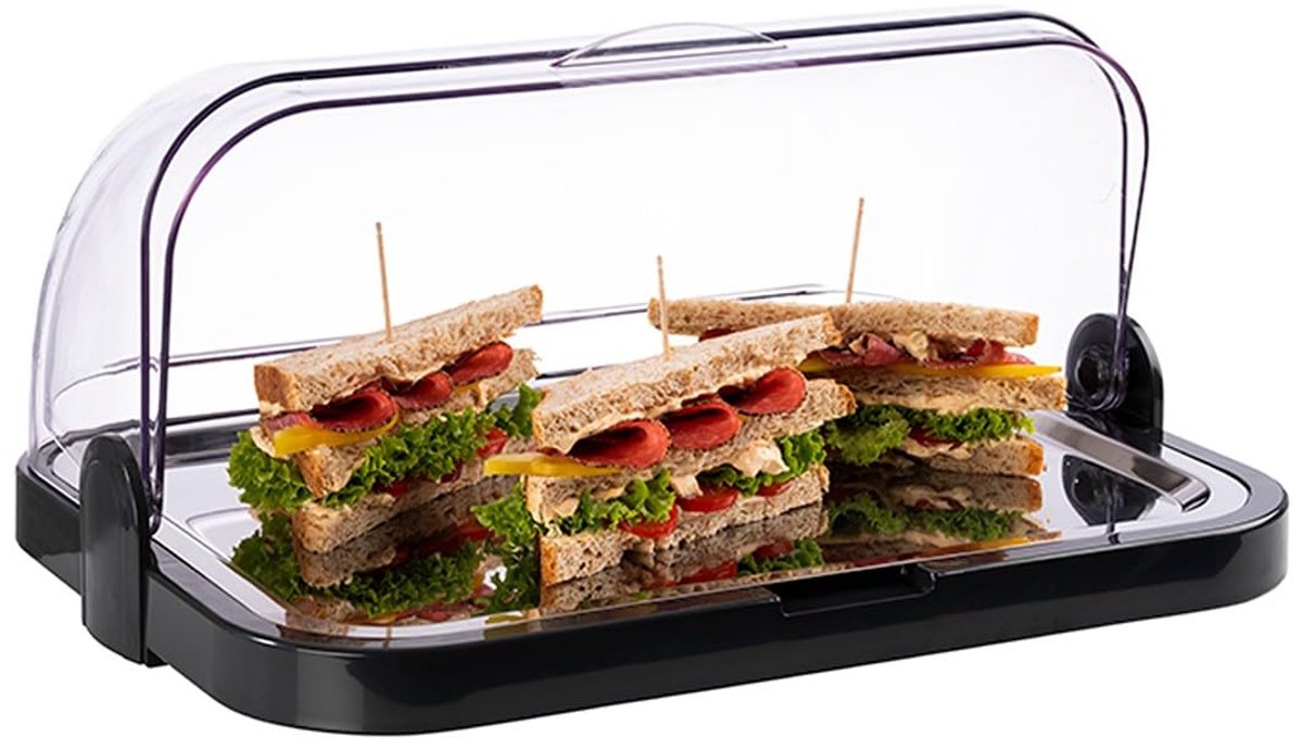 Vitrine de buffet Aps - Vitrine 4 pièces avec couvercle à rouleau - avec éléments de refroidissement - pour buffet - noir