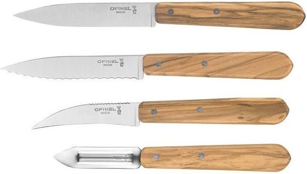 Couteaux de cuisine d'opinion en bois d'olive 4 pièces
