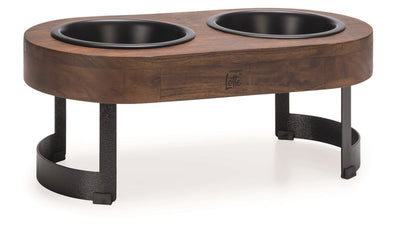 Conçu par lotte mavira - service de table pour chien - bol de nourriture pour chien - bois acier inoxydable - noir - 800 ml