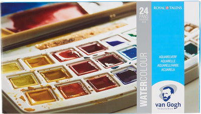 Ensemble de peinture aquarelle Van Gogh dans un coffret en plastique avec 24 couleurs en demi-casseroles
