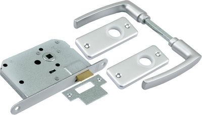 Serrure à barillet Starx avec ferrures et rosace vernie - aluminium blanc