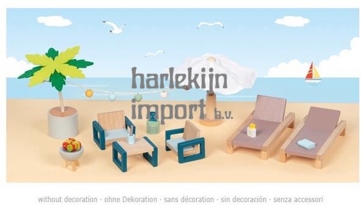 Goki Wooden Dollhouse Garden Furniture Set Malorca