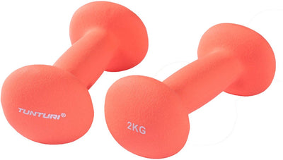 Set d'haltères Tunturi - 2 x 2,0 kg - néoprène - rouge fluor - incl. application de remise en forme gratuite
